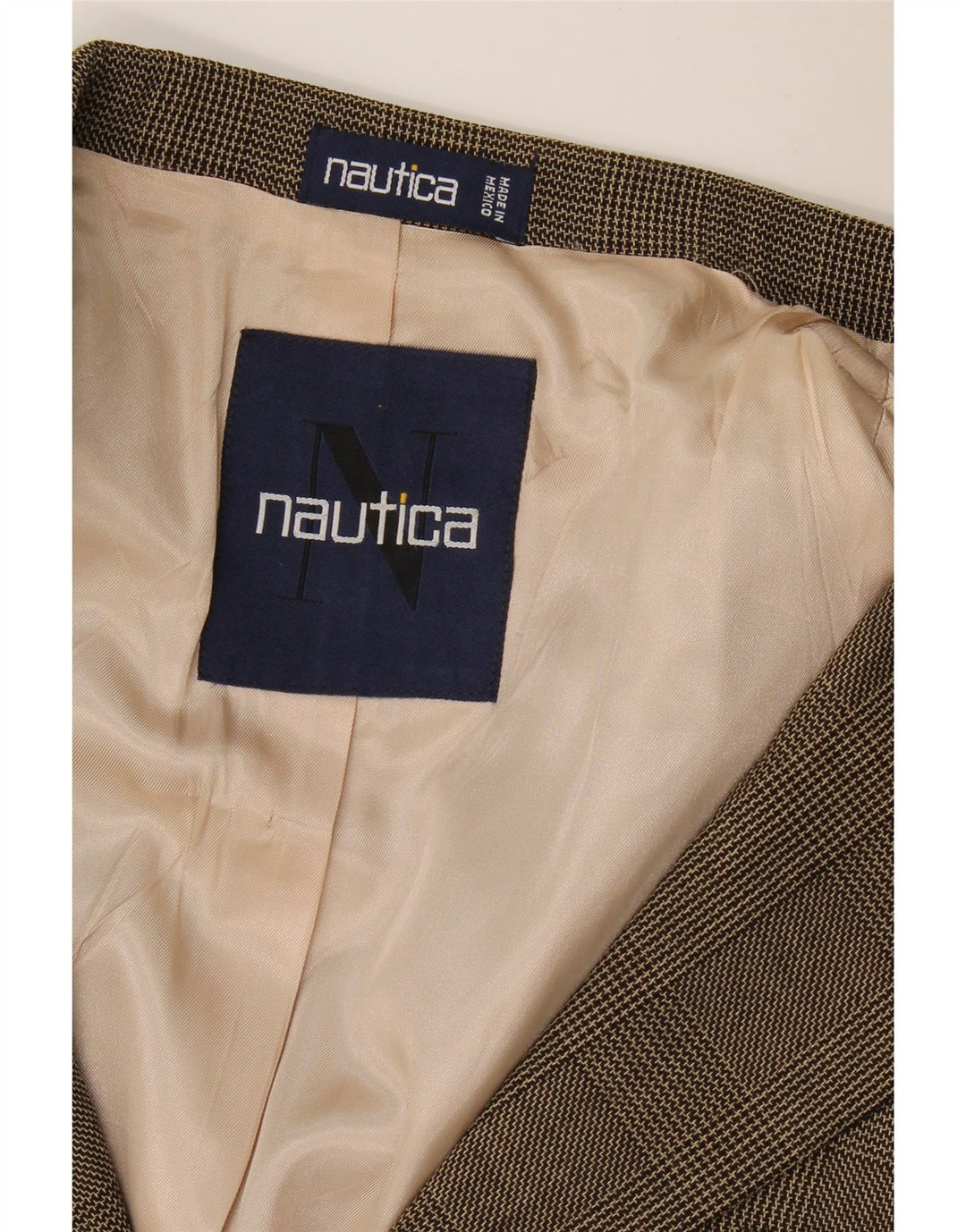 Nautica Mens 3 Button Blazer Jacket UK 40 Large Brown Check