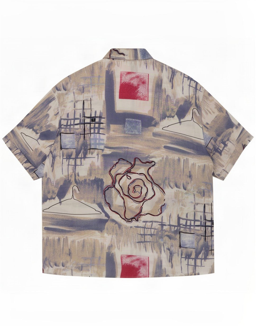 Chemise vintage à manches courtes pour hommes à motif abstrait bleu moyen