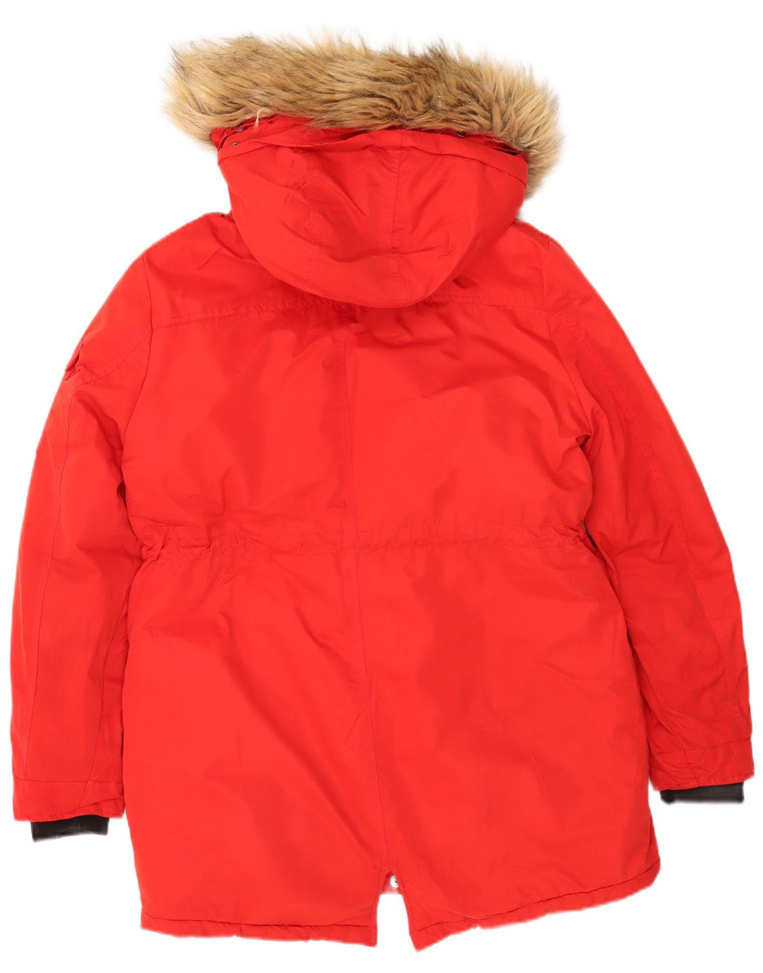 Superdry Womens Hooded Parka Jacket UK 14 Large Red Polyester