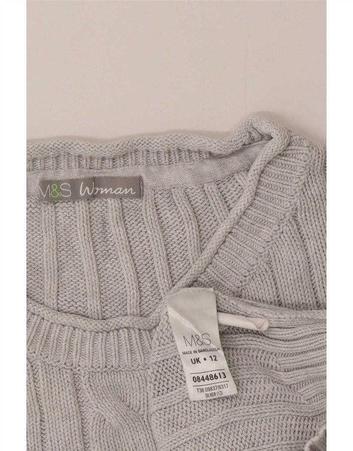 Marks & Spencer Womens Crew Neck Jumper Sweater UK 12 Medium  Blue Cotton