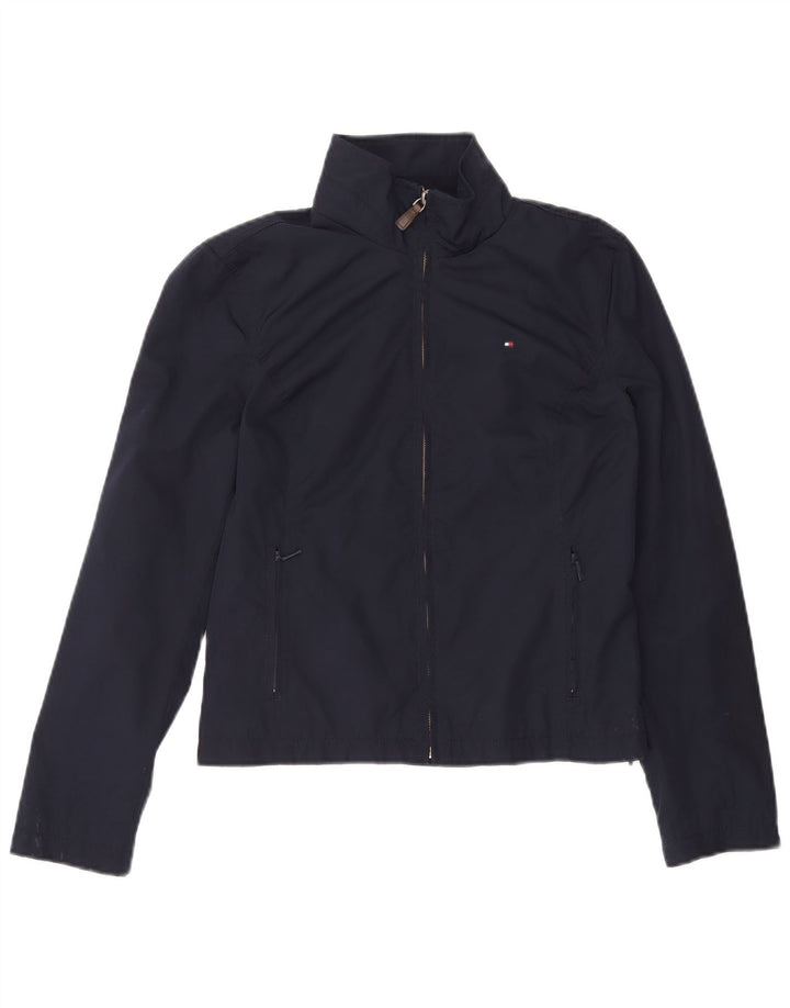 Tommy Hilfiger Womens Crop Bomber Jacket UK 12 Medium Navy Blue Polyester