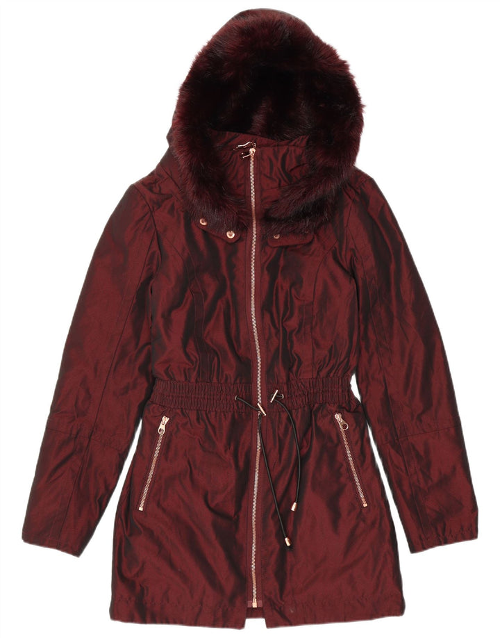 Ted Baker Veste Parka à capuche pour femme Taille 1 XS Bordeaux Polyester