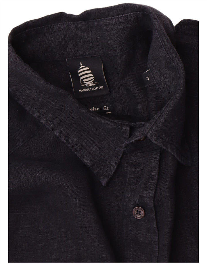 Marina Yachting Herre Regular Fit skjorte størrelse 39 Medium Navy Blue