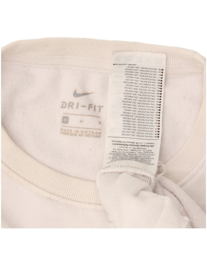 Nike Womens Graphic Sweatshirt Jumper UK 14 Medium White Polyester
