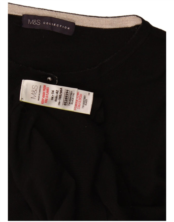Maglione cardigan da donna Marks & Spencer UK 14 Viscosa nera media