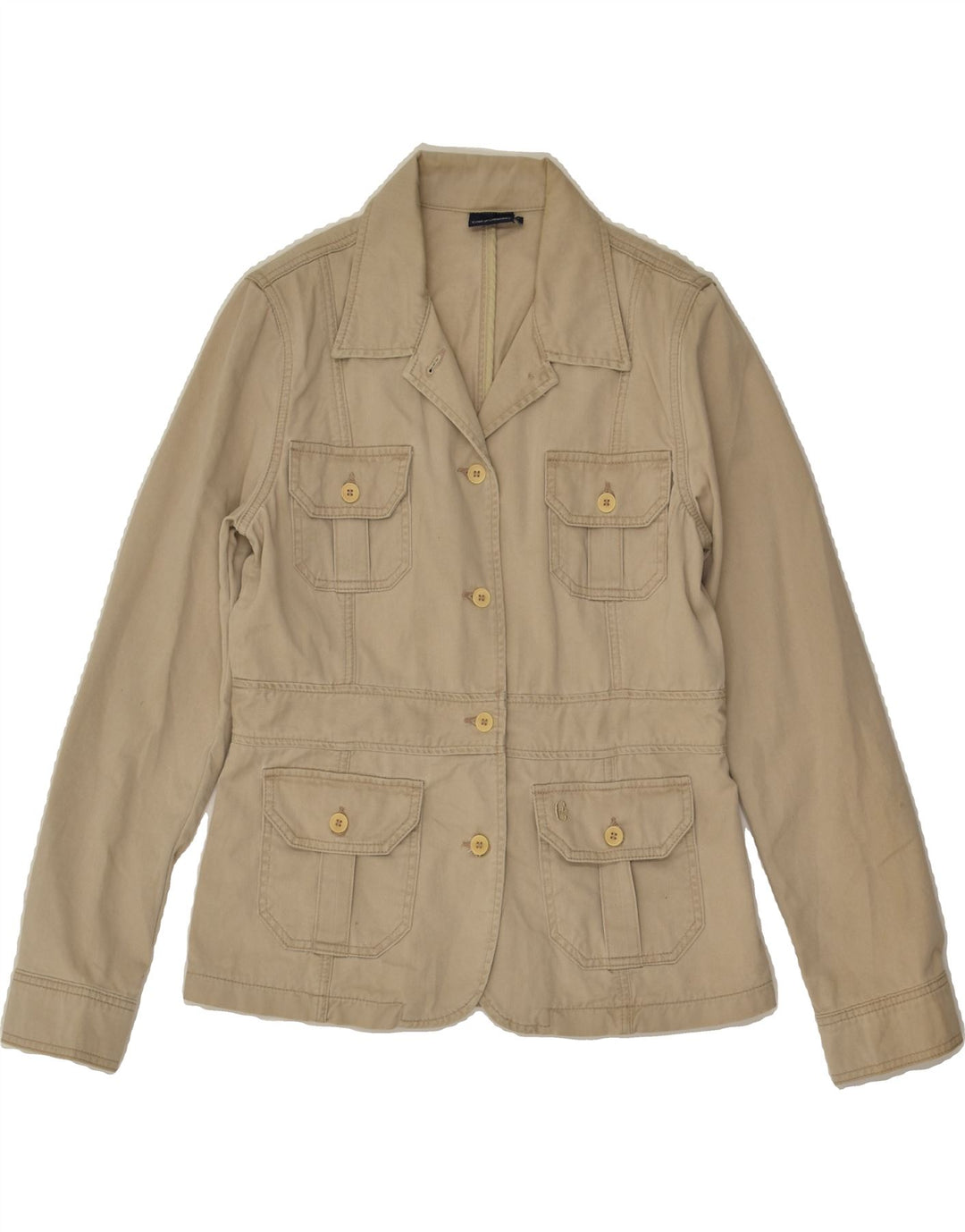 CONTE OF FLORENCE Womens 4 Button Blazer Jacket IT 44 Medium Beige Cotton | Vintage Conte of Florence | Thrift | Second-Hand Conte of Florence | Used Clothing | Messina Hembry 