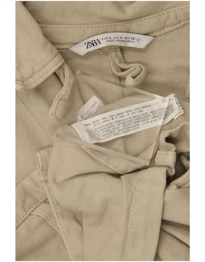 Женская куртка оверсайз Zara UK 10, маленький размер, хлопок цвета хаки