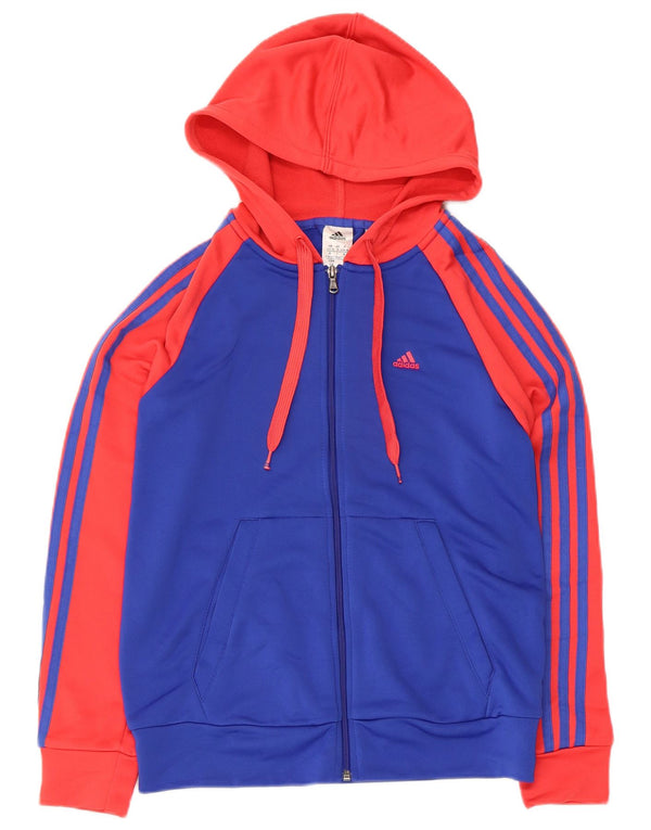 Felpa con cappuccio e zip Adidas Climalite da donna UK 8/10 Small Blue Colourblock