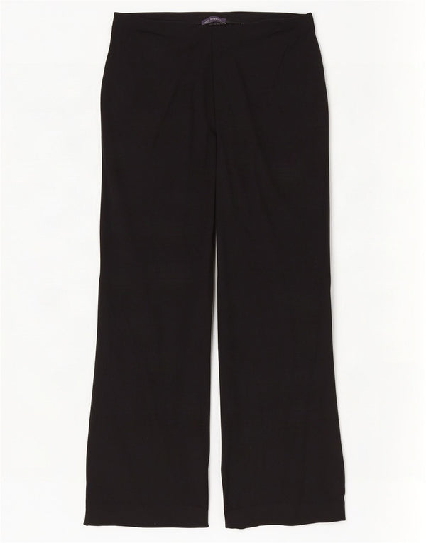 Pantaloni casual a gamba larga da donna Marks & Spencer UK 16 Large W36 L28 neri