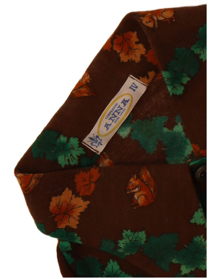 Anna Womens Shirt UK 12 Medium Brown Floral