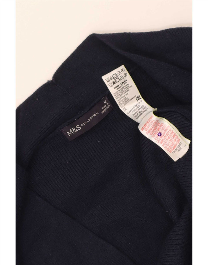 Marks & Spencer Womens Longline Cardigan Sweater UK 12 Medium Navy Blue