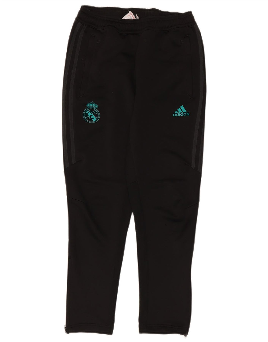 ADIDAS Boys Real Madrid Tracksuit Trousers 11-12 Years Black Polyester