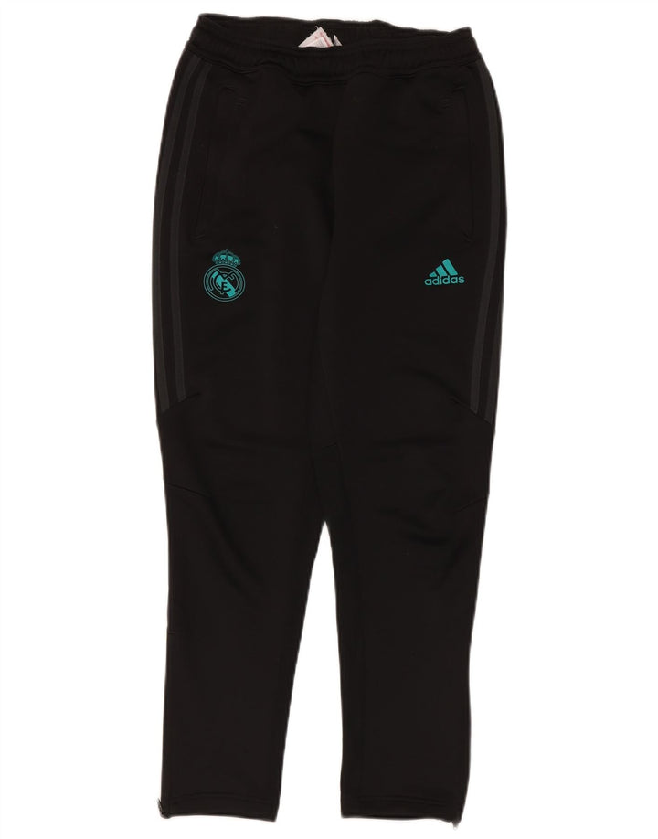 ADIDAS Boys Real Madrid Tracksuit Trousers 11-12 Years Black Polyester