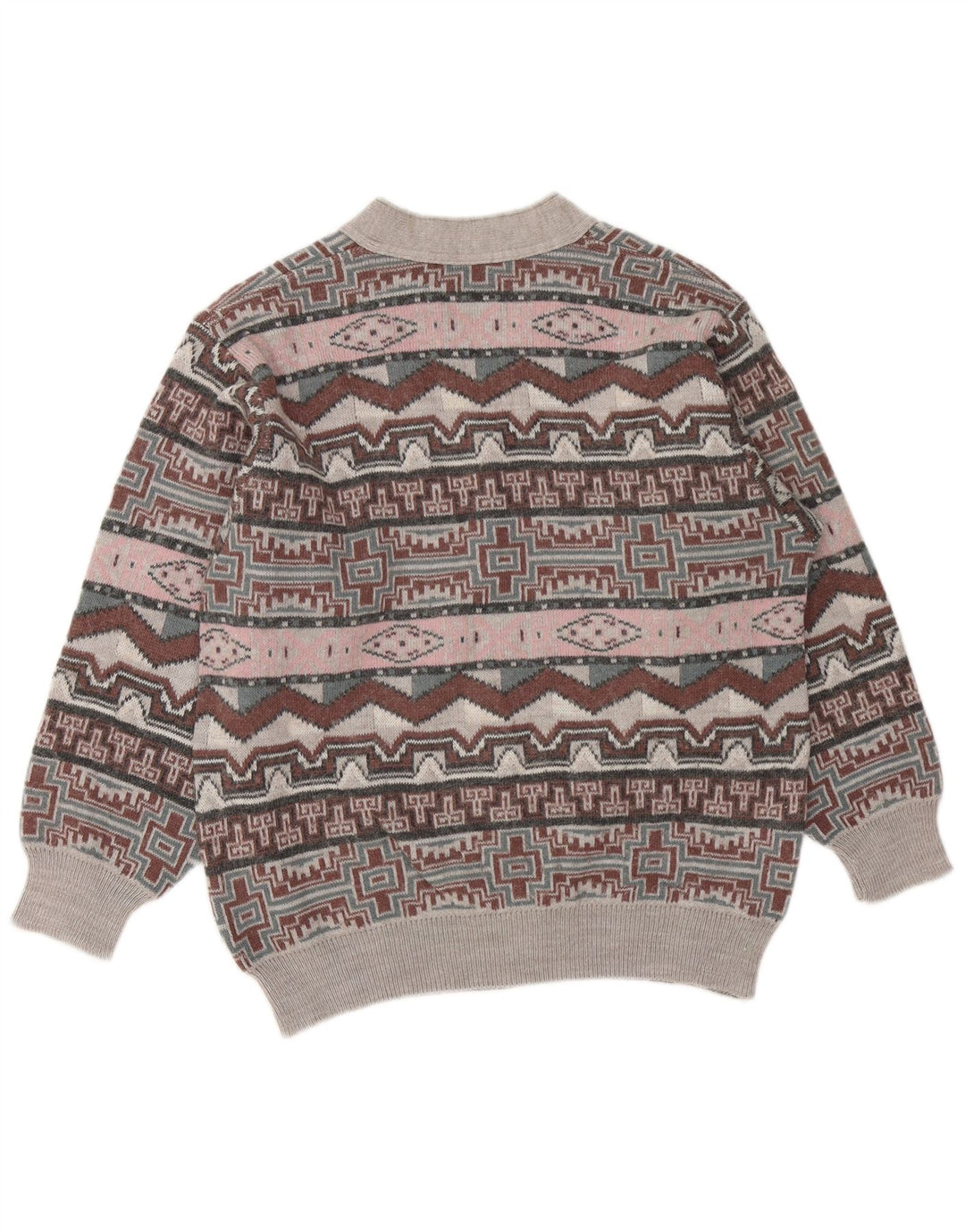 Maglione da uomo con scollo a V VINTAGE grigio medio geometrico