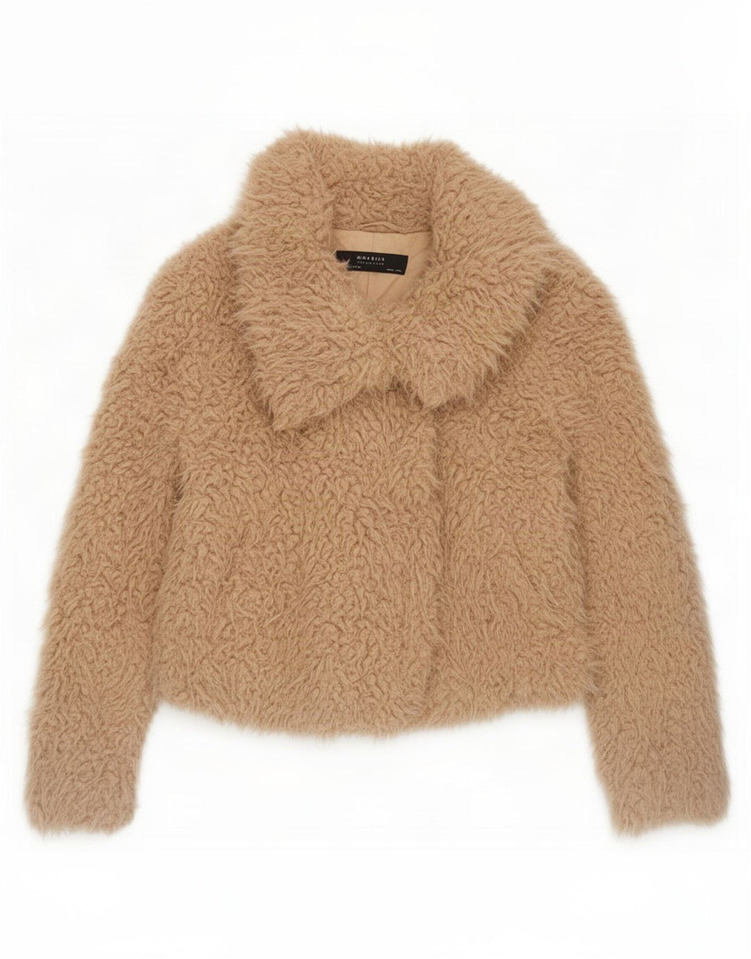 Zara Mujer Teddy Bear Bomber Jacket UK 40 Medium Beige