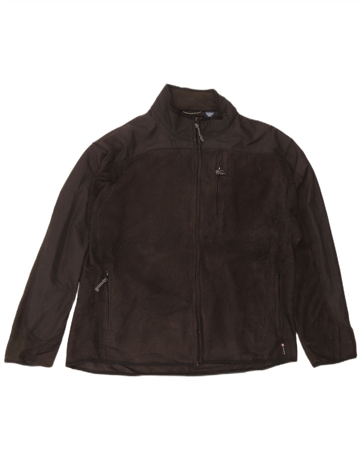Chaps Mens Fleece Jacket UK 42 XL Black Colourblock Polyester