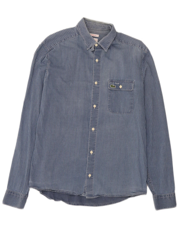 Lacoste Mens Skinny Fit Shirt Size 40 Medium Blue Pinstripe Cotton