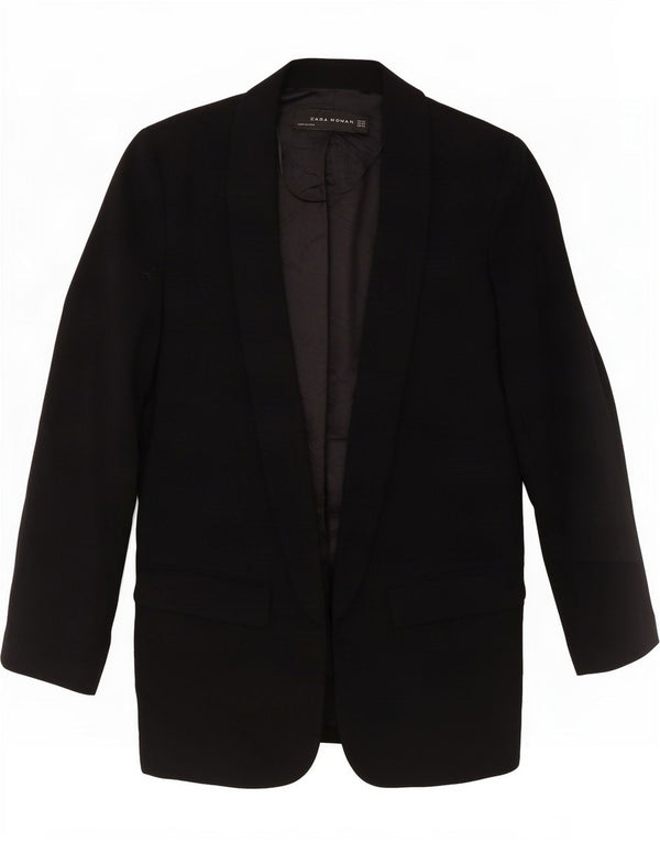 Zara Damen-Blazer mit 3/4-Ärmeln, offen, Gr. 6, XS, schwarze Viskose
