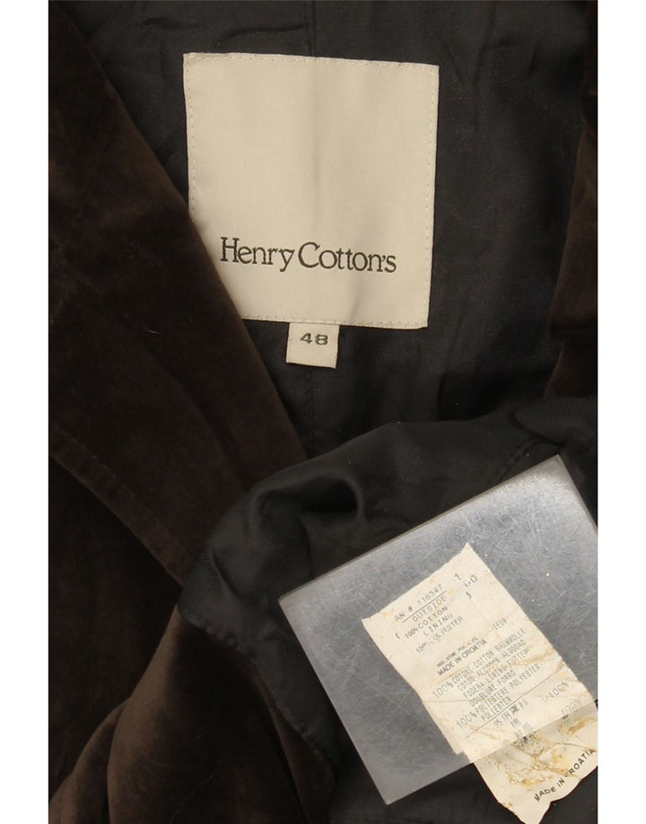 Henry Cottons Womens 2 Button Velvet Blazer Jacket IT 48 XL Brown Cotton