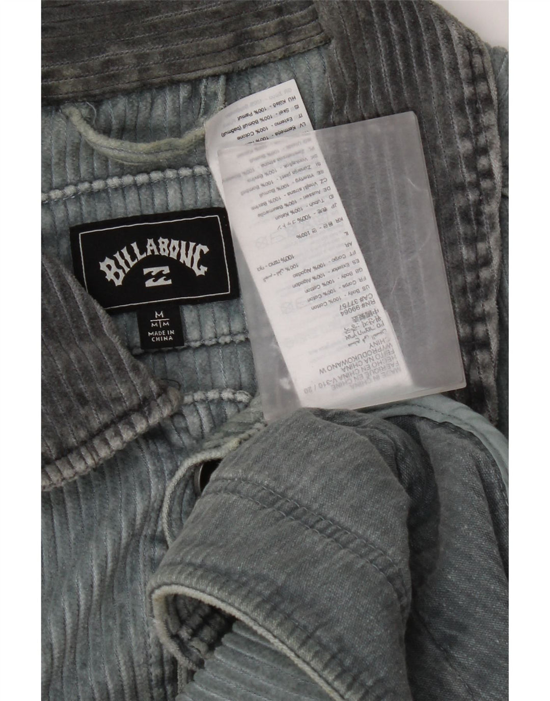 Billabong Mens Corduroy Jacket UK 38 Medium Blue Cotton