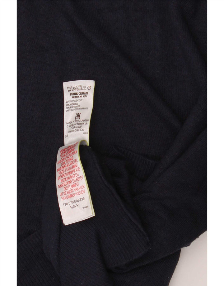 Marks & Spencer Womens Short Sleeve Blouse Top UK 12 Medium Navy Blue