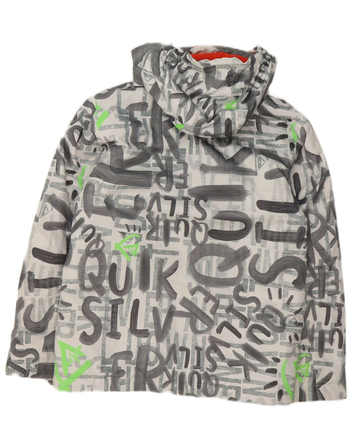 Quiksilver Boys Graphic Hooded Ski Jacket 13-14 Years Large Grey Polyester