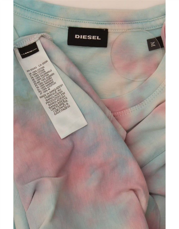 Diesel Herre grafisk T-shirt Top Medium Flerfarvet Tie Dye Bomuld