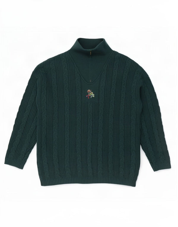 Vintage męski sweter z zamkiem błyskawicznym XL, zielony