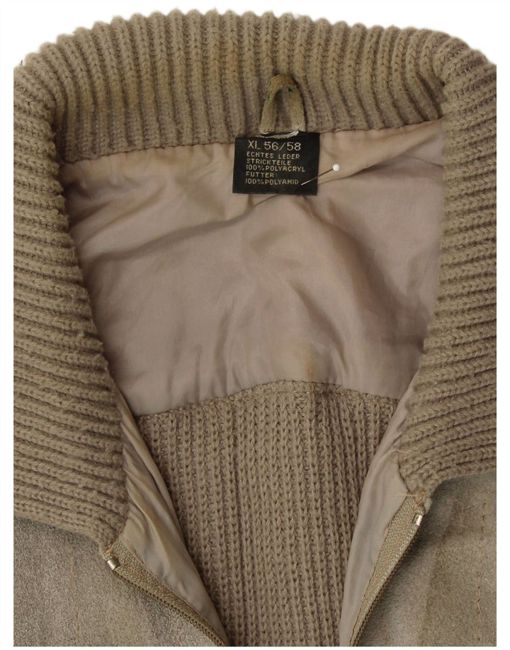 Giacca Uomo Camoscio VINTAGE IT 56/48 XL Pelle Beige