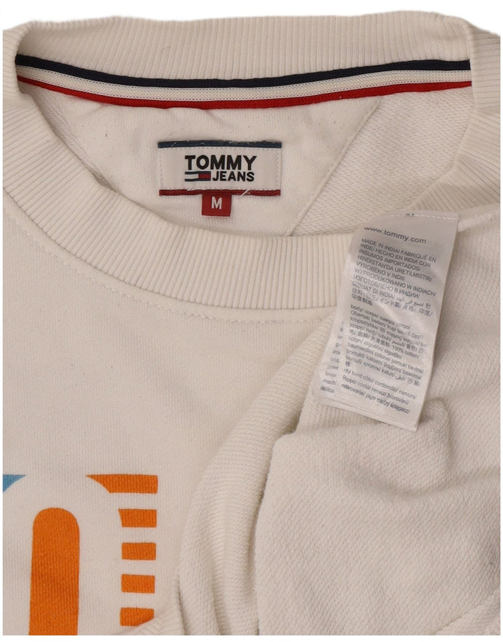Tommy Hilfiger Womens Graphic Sweatshirt Jumper UK 14 Medium White