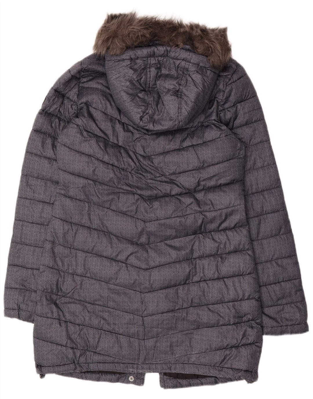 SUPERDRY Женское стеганое пальто с капюшоном UK 12, средний темно-синий, полиэстер