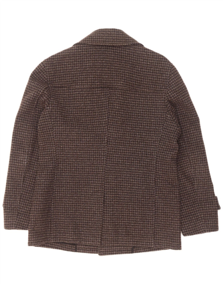 Vintage hombre guisante abrigo IT 54 XL lana de pata de gallo gris