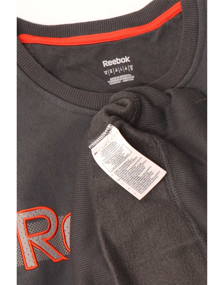 Reebok Mens Graphic Sweatshirt Jumper Medium Grey Cotton