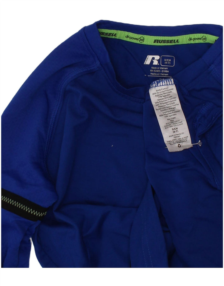 Russell Athletic Boys Top Long Sleeve 6-7 Years Small Blue Polyester