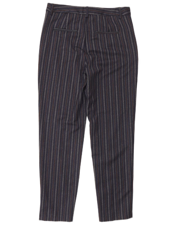 Pantaloni casual slim da donna Benetton UK 8 Small W27 L30 Blu navy a righe