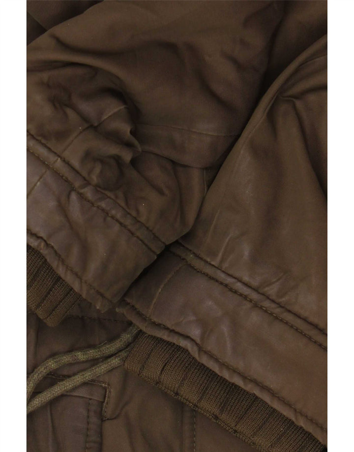 Zara Womens Hooded Sherpa Parka Jacket UK 14 Medium Khaki
