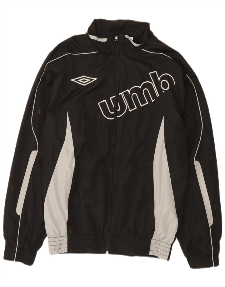 Umbro Herren-Trainingsanzugoberteil mit Grafik, XL, schwarzes Farbblock-Polyester