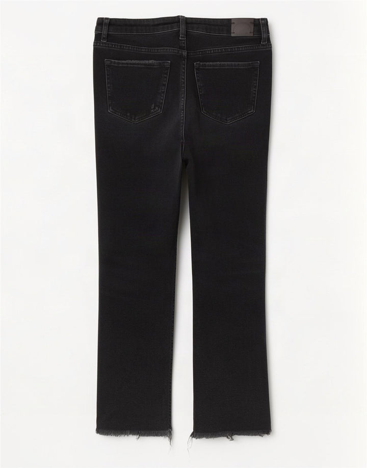Zara Dame Distressed Straight Jeans EU 38 Small W28 L26 Sort