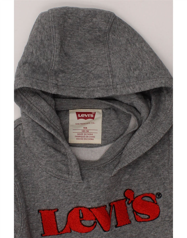 LEVI'S Boys Graphic Hoodie Jumper 9-10 Years Grey Cotton Vintage Levi's and Second-Hand Levi's from Messina Hembry 