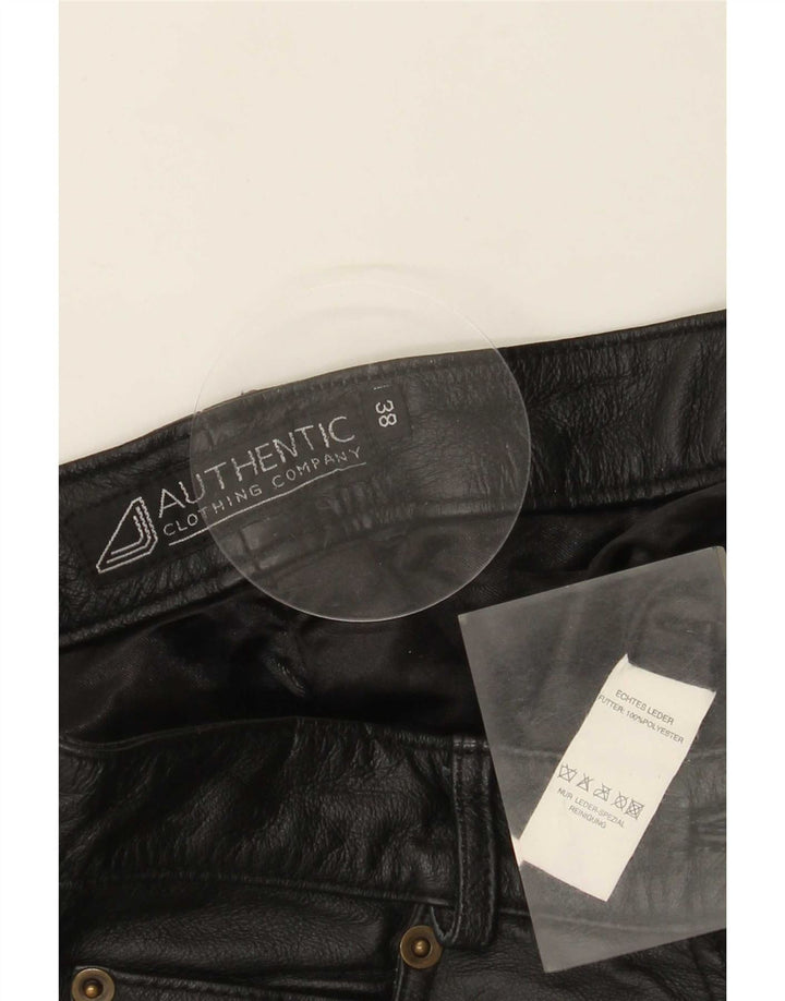 Auténticos pantalones rectos de cuero para mujer EU 38 Medium W28 L30 Black
