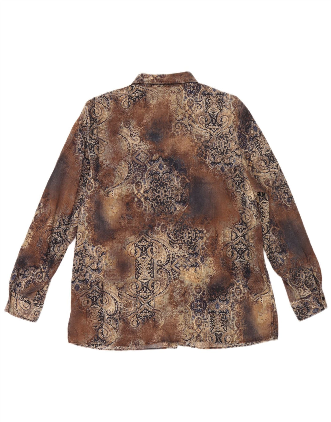 Vintage Womens Oversized Shirt IT 44 Medium Brown Paisley Tencel