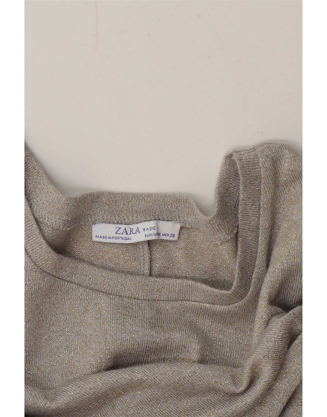 Zara Damen Crop-Oversize-Blusenoberteil UK 14 Medium Beige Flecked