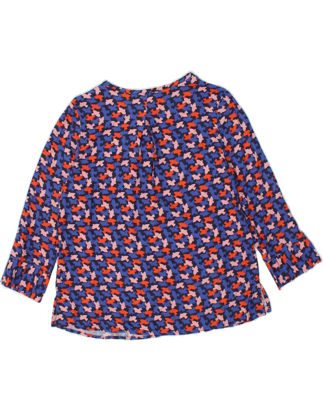 CREW CLOTHING Womens Abstract Pattern Blouse Top US 8 Medium Blue Viscose Vintage Crew Clothing and Second-Hand Crew Clothing from Messina Hembry 