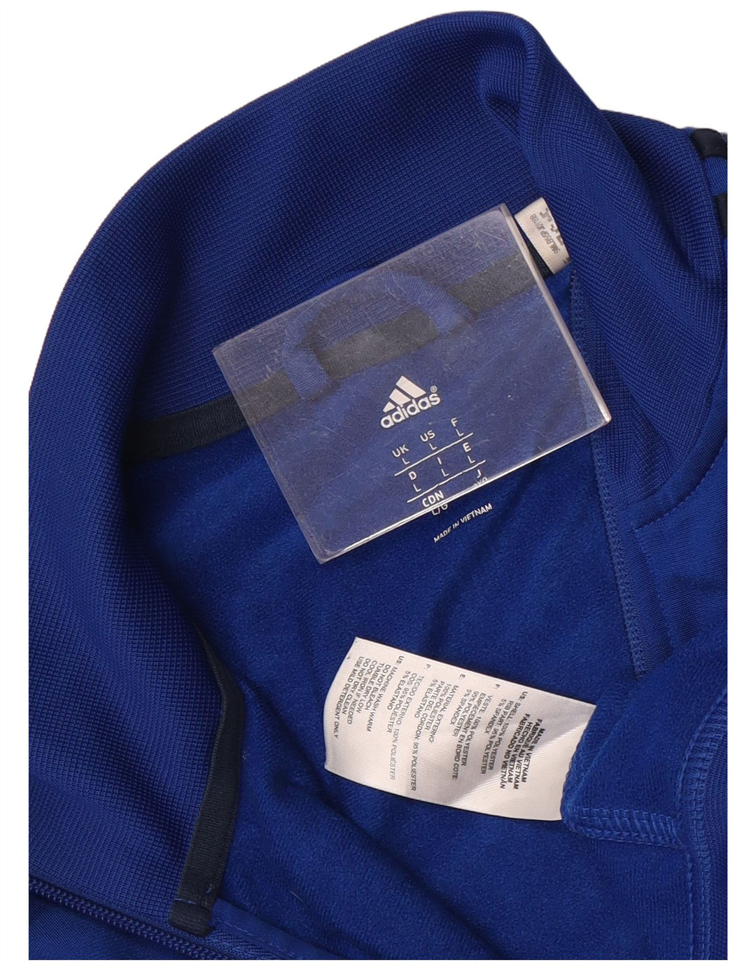 Adidas Mens Tracksuit Top Jacket Large Blue Polyester