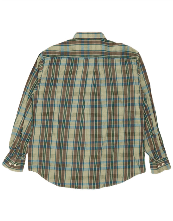 Camicia vintage da uomo in flanella di cotone a quadri multicolore grande