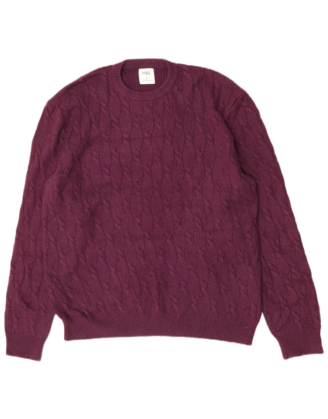 Marks & Spencer Herre sweater med rund hals XL Lilla polyamid