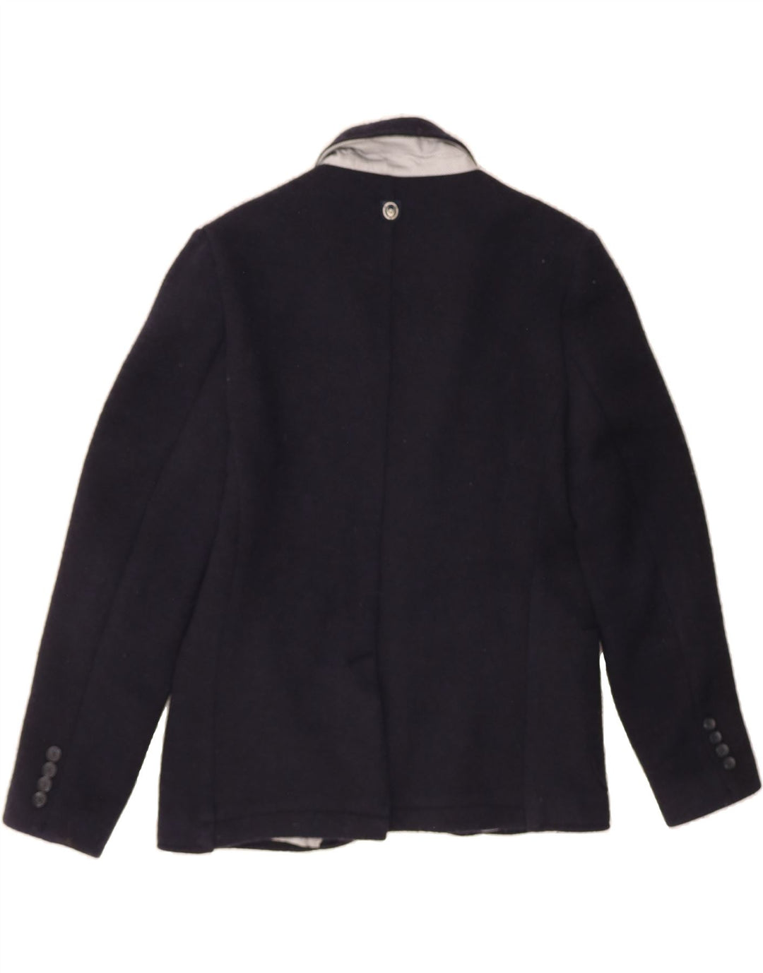 DUCK AND COVER Mens 2 Button Blazer Jacket UK 40 Large Navy Blue Polyester Vintage Duck And Cover and Second-Hand Duck And Cover from Messina Hembry 