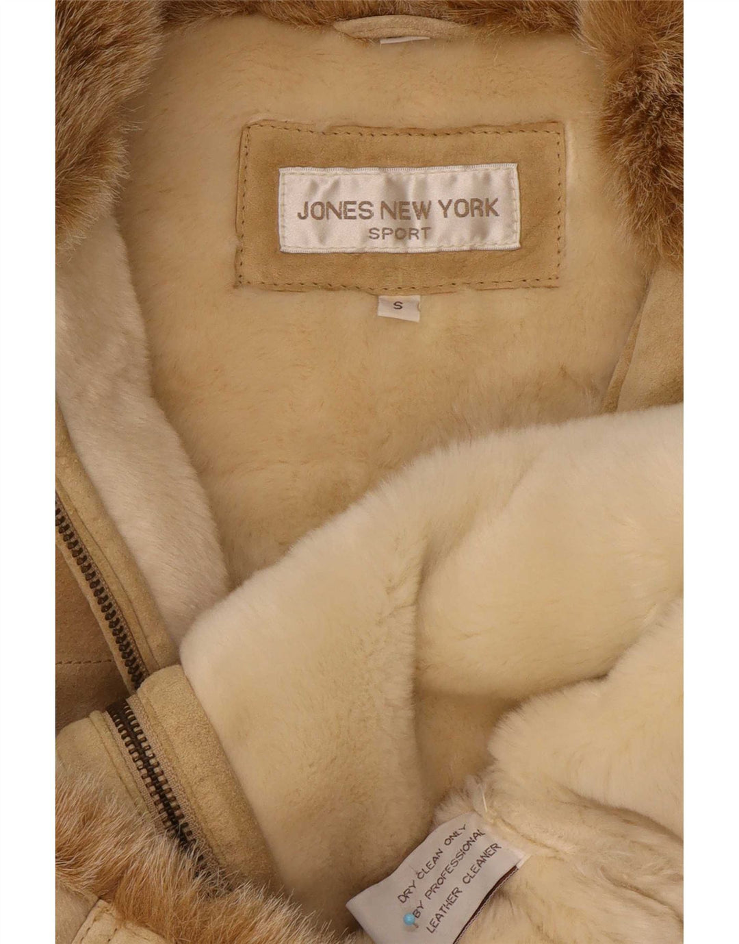 Geaca din shearling pentru femei Jones New York UK 10 Mic din piele bej