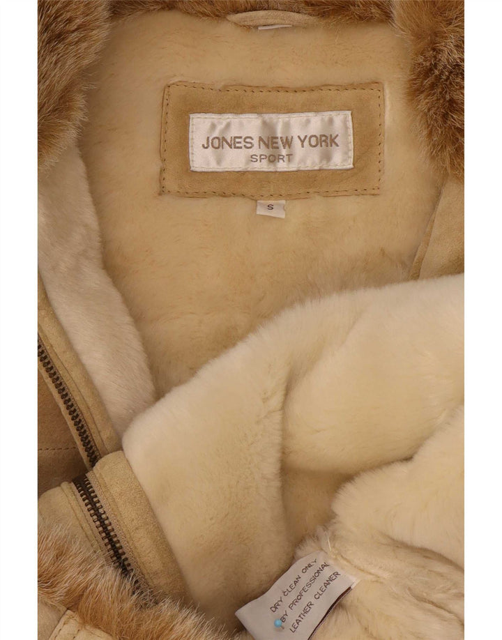 Geaca din shearling pentru femei Jones New York UK 10 Mic din piele bej