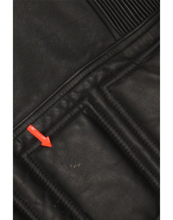 Giacca da motociclista in pelle da motociclista vintage da uomo UK 36 piccola in pelle nera